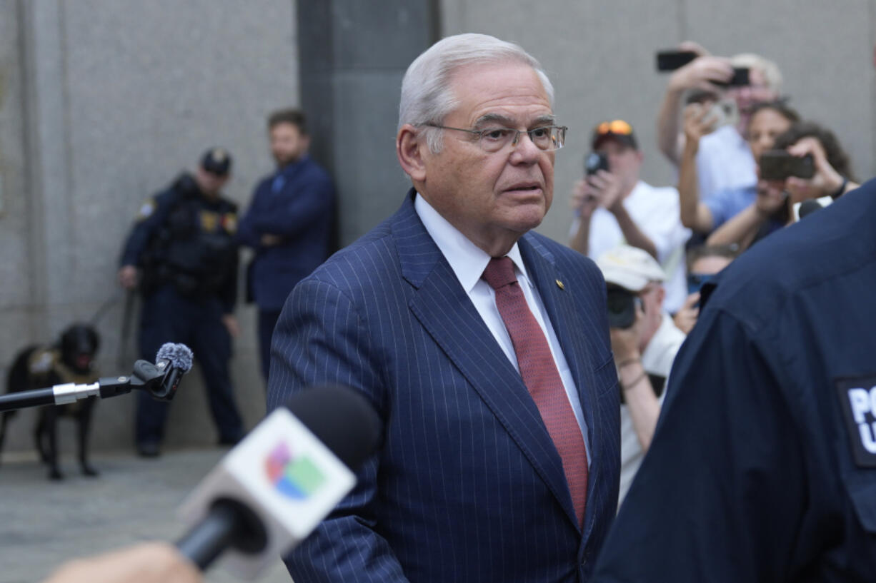 Sen. Bob Menendez, D-N.J., leaves federal court in New York, Tuesday, July 16, 2024. Menendez has been convicted of all the charges he faced at his corruption trial, including accepting bribes of gold and cash from three New Jersey businessmen and acting as a foreign agent for the Egyptian government.