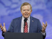 FILE - Fox Business News host Lou Dobbs speaks at the Conservative Political Action Conference (CPAC), on Feb. 24, 2017, in Oxon Hill, Md. Dobbs, the conservative political pundit and TV host who was a nightly presence on Fox Business Network for more than a decade, has died. His death was announced Thursday, July 18, 2024, in a post on his official X account.