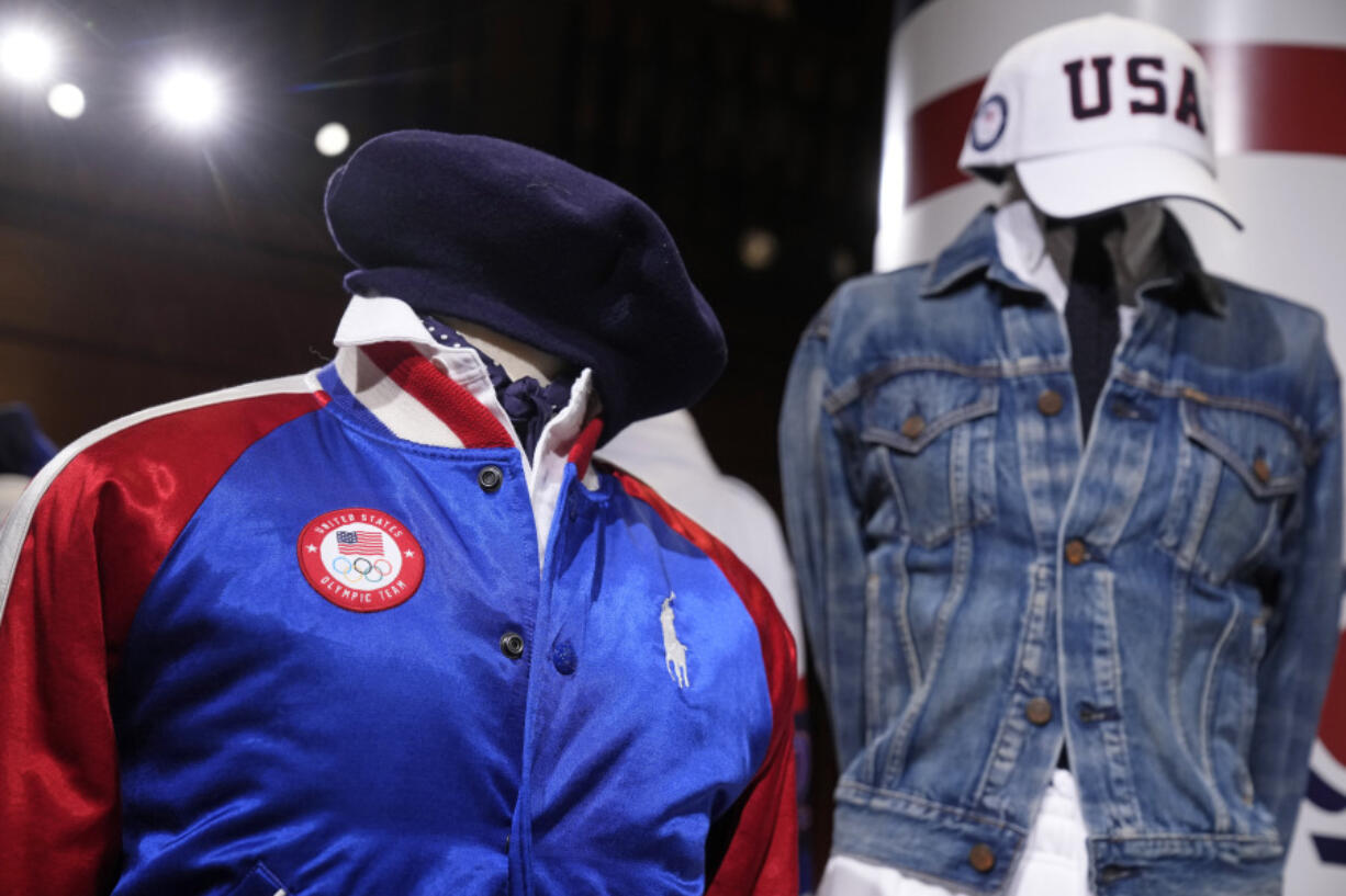 Team USA Paris Olympics attire is displayed at Ralph Lauren headquarters on June 17 in New York.