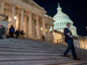 Members of the US House of Representatives depart the US Capitol in Washington, DC, on Nov. 14, 2023.