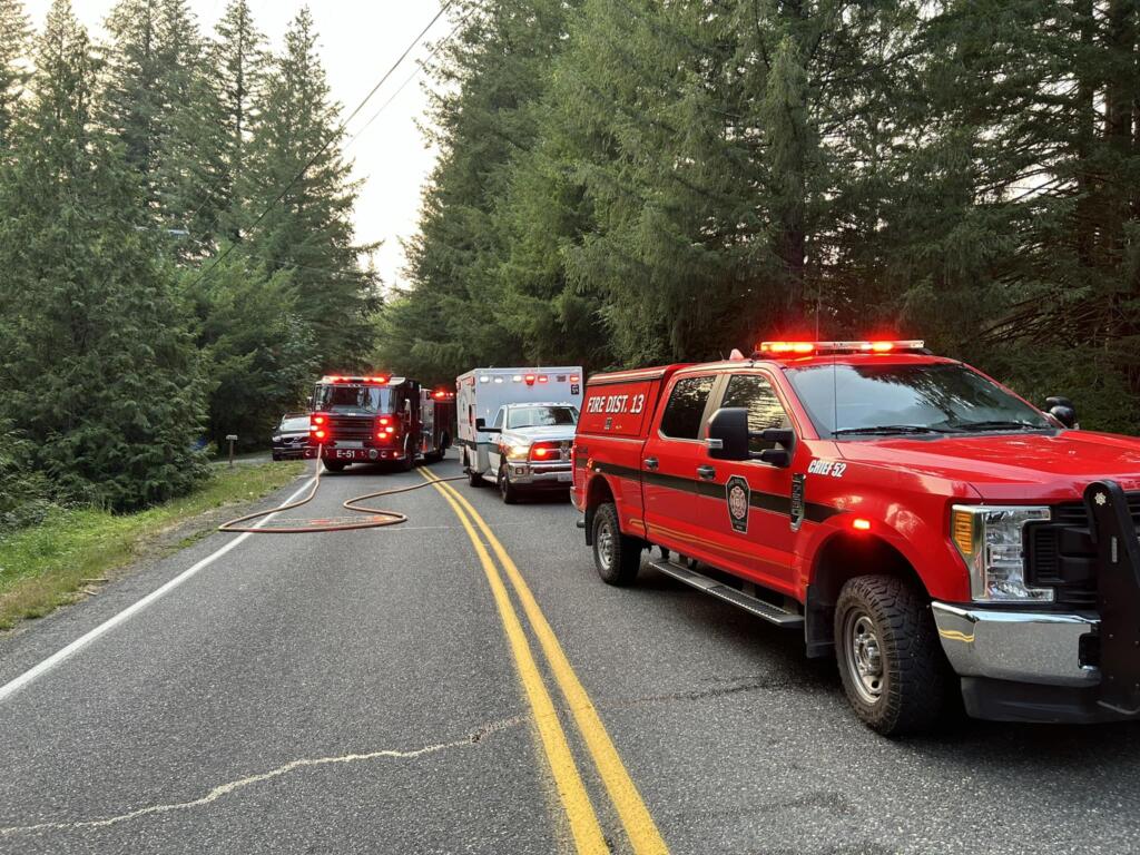 Clark County Fire District 13 responds to a fatal crash near Moulton Falls Regional Park on Wednesday evening.