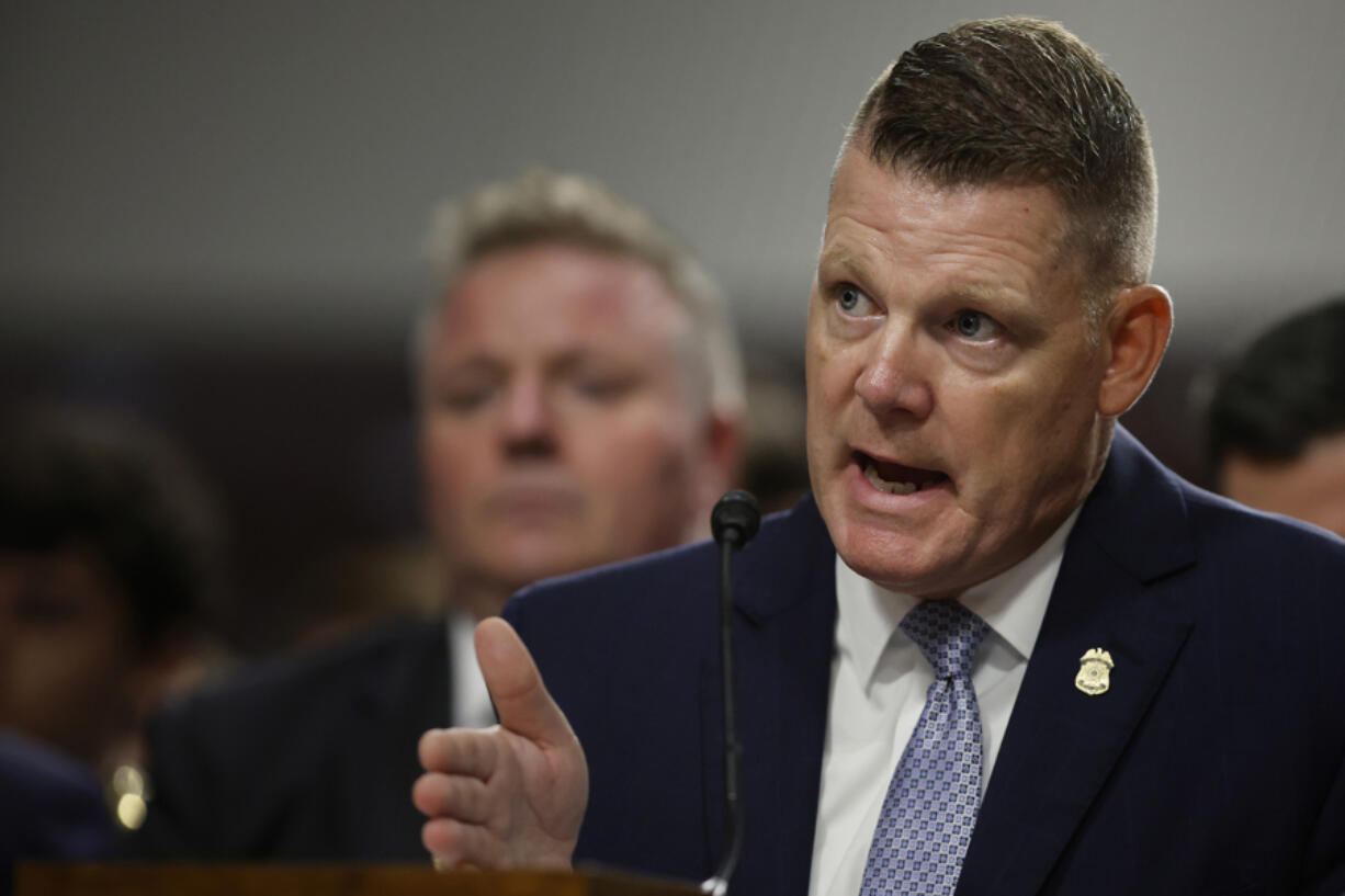 Acting U.S. Secret Service Director Ronald Rowe Jr. testifies before a joint hearing of the Senate Judiciary and Homeland Security and Government Affairs committees in the Dirksen Senate Office Building on Capitol Hill on July 30, 2024, in Washington, D.C. Senators grilled Rowe and Deputy Federal Bureau of Investigation Director Paul Abbate about the events leading to the July 13 attempted assassination of former U.S. President Donald Trump, days before he accepted the Republican presidential nomination for the third time.