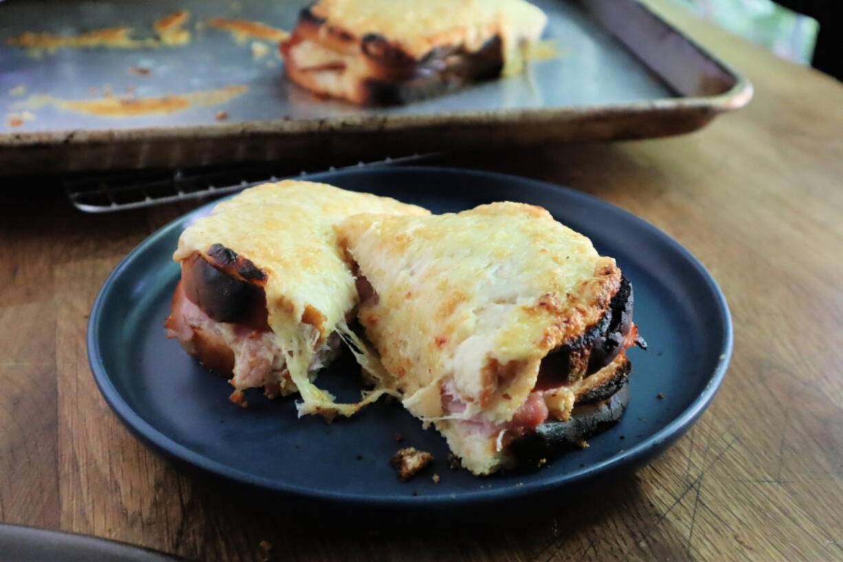 A croque monsieur is a classic &mdash; and substantial &mdash; French bistro sandwich that pairs ham with Gruyere, Dijon mustard and a rich Mornay sauce.