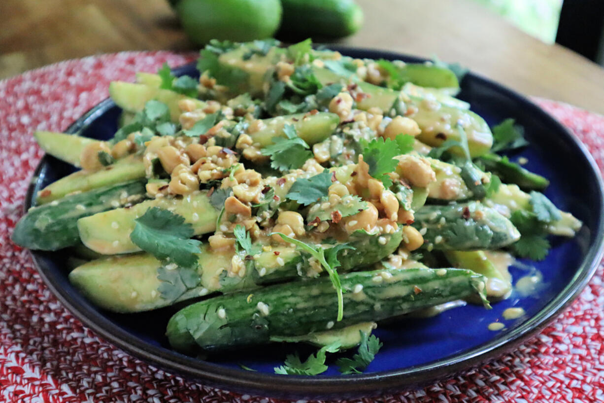 A crunchy cucumber salad is perfect for a hot summer evening.