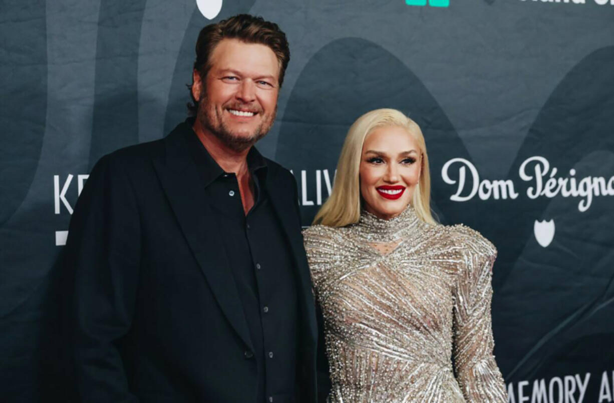 Blake Shelton, left, and Gwen Stefani attend the 27th annual Power of Love gala May 10 at MGM Grand Garden in Las Vegas.