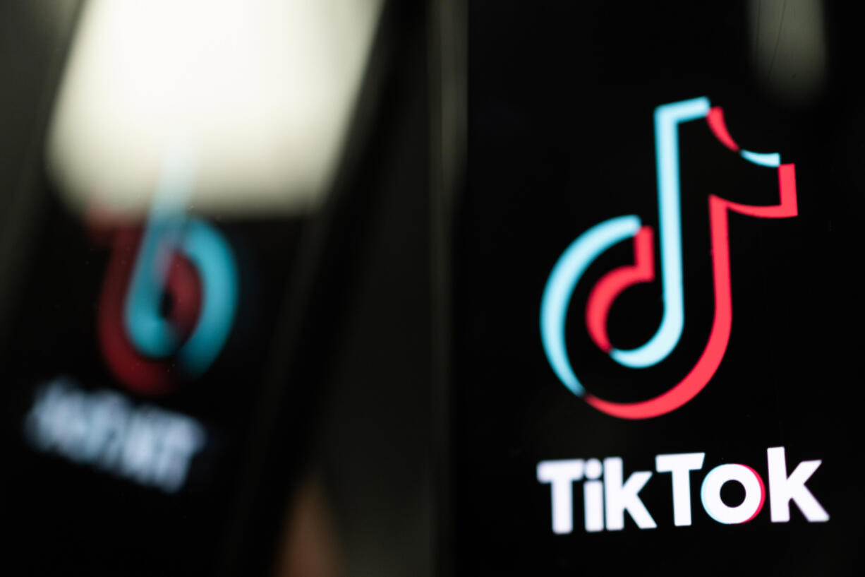 In this photo illustration, a TikTok logo is displayed on an iPhone on Feb. 28, 2023, in London. TikTok&Ccedil;&fnof;&Ugrave;s &ldquo;very demure&rdquo; trend has taken the internet by storm and transformed a former cashier from Chicago into an internet phenomenon.