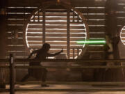 May, portrayed by Amandla Stenberg, left, attacks Jedi Master Indara, played by Carrie-Anne Moss, in the opening moments of the first episode of &Ccedil;&fnof;&uacute;Star Wars: The Acolyte.&Ccedil;&fnof;&ugrave; (Christian Black/Disney+/Lucasfilm Ltd./TNS)