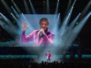 Barry Manilow performs on stage at the T-Mobile Center during a stop in Kansas City as part of The Last Concerts Tour on Aug. 25.