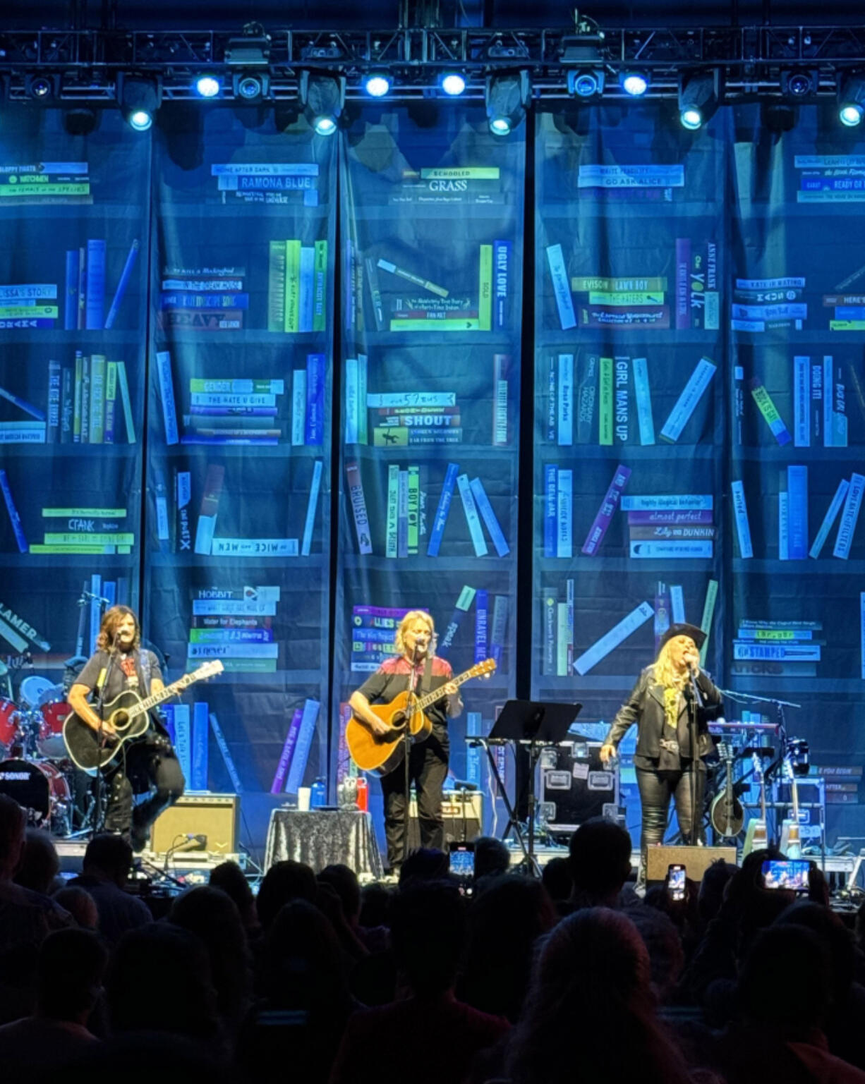 The Indigo Girls, left and center, and Melissa Etheridge, right, perform Aug. 13 at St. Louis Music Park in Maryland Heights, Mo. (Aisha Sultan/St.