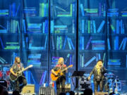 The Indigo Girls, left and center, and Melissa Etheridge, right, perform Aug. 13 at St. Louis Music Park in Maryland Heights, Mo. (Aisha Sultan/St.