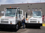 Rahul Natesh of JLE Truckwash checks out a yard spotter at his business in Washougal. The company was highlighted by Tyson Foods for its potential to revolutionize the food supply chain.