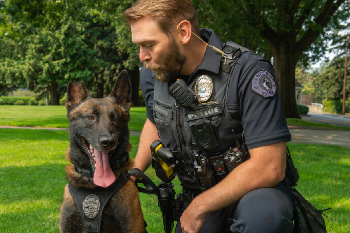 Officer Jason Haigwood's K-9 partner Remi recently returned to work after he was wounded in the line of duty June 17.