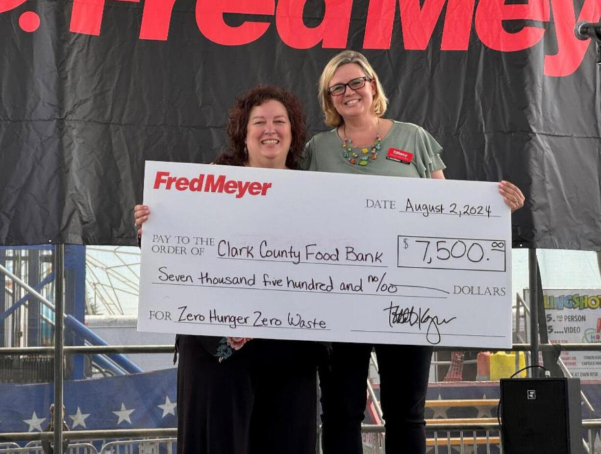 At the Clark County Fair, the Clark County Food Bank received $7,500 from Fred Meyer.