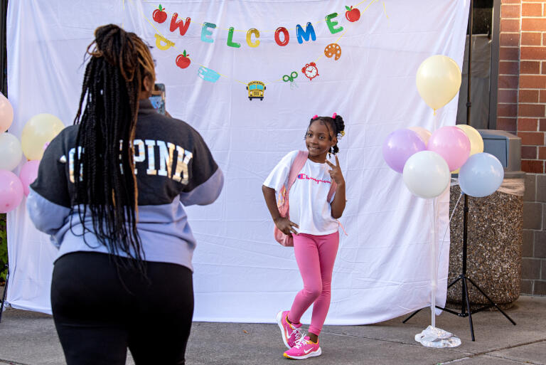 At Sarah J. Anderson Elementary School on Wednesday morning, Aug. 28, 2024. Wednesday is the first day of school for Vancouver Public Schools.