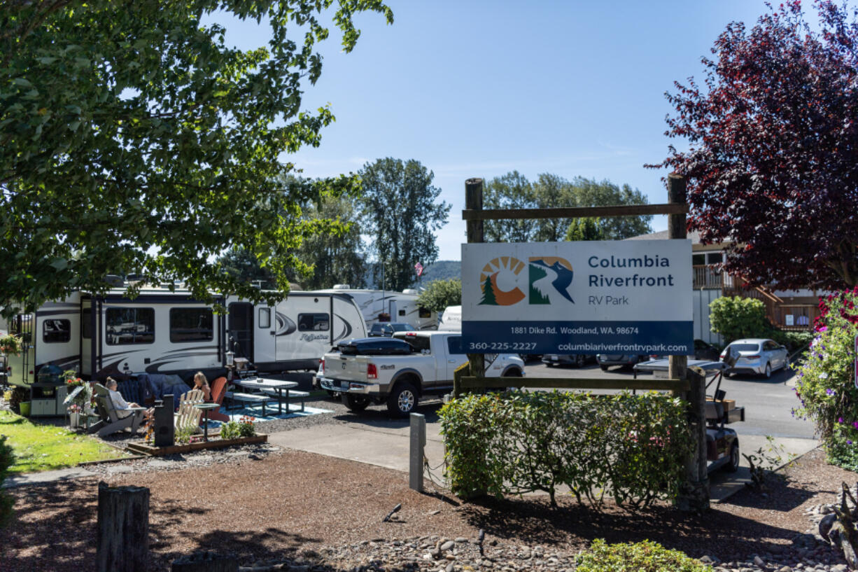 Visitors to Columbia Riverfront RV Park in Woodland enjoy sunshine Wednesday. The Port of Woodland recently purchased the property and will maintain it as an RV park.