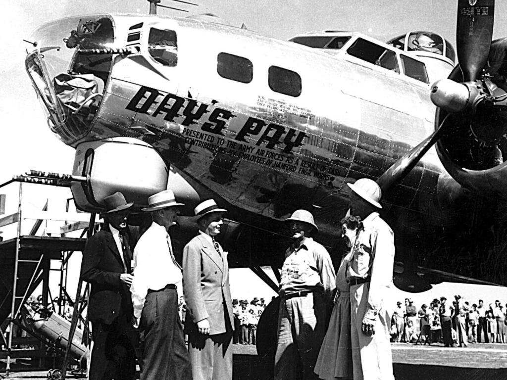 In 1944, workers at the nuclear reservation each chipped in to buy a Flying Fortress bomber and donated it to the U.S. Army Air Corps for missions over Europe.