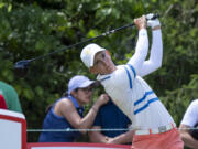 Dewi Weber, of the Netherlands, shot a 10-under 62 on Friday to take the second-round lead in the Portland Classic at Columbia Edgewater..