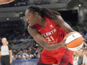 Atlanta Dream's Tina Charles scored the game-winning basket against the Seattle Storm in an 83-81 victory Friday, Aug. 16, 2024, at Atlanta.