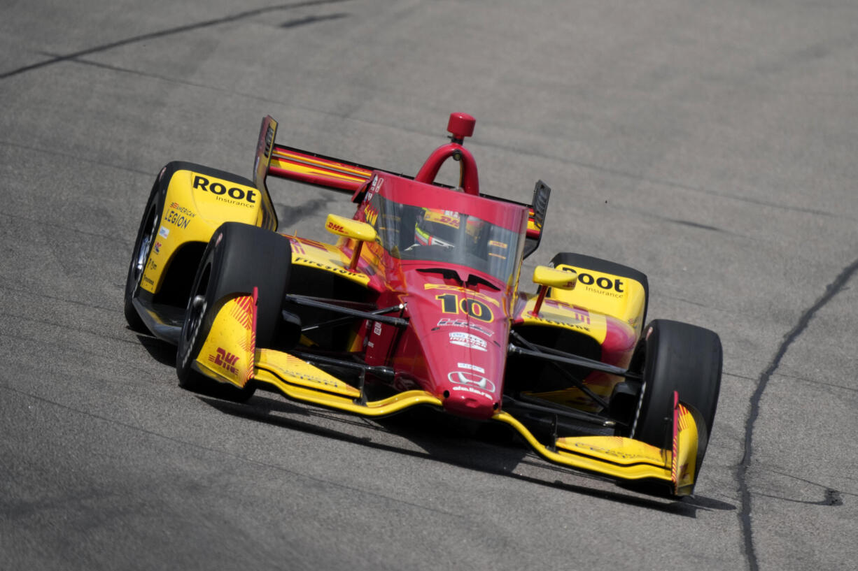 Alex Palou drives during an IndyCar auto race, Sunday, July 14, 2024, at Iowa Speedway in Newton, Iowa.