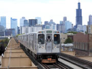 A Chicago Transit Authority train pulls into the new Damen Ave. station just two blocks from the United Center Monday, Aug. 12, 2024, one week before the start of the Democratic National Convention in Chicago.