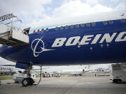 FILE - The Boeing 777X airplane is shown at the Paris Air Show in Le Bourget, north of Paris, France, on June 19, 2023.