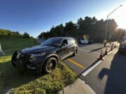 Police block a ramp to Interstate 95 and the Piscataqua River Bridge in Portsmouth, N.H. after a man connected to a homicide was fatally shot by police and an 8-year-old child was found shot to death in the man&rsquo;s car on the bridge that connects New Hampshire to Maine, Thursday, Aug. 29, 2024.