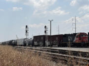 A Canadian National Railroad train rolls as inspections on the train and railway take place, Thursday, Aug. 21, 2024 in Metairie, La..