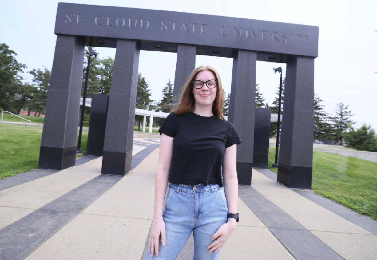 Former St. Cloud State University student Christina Westman poses July 30 on the St. Cloud, Minn., campus.