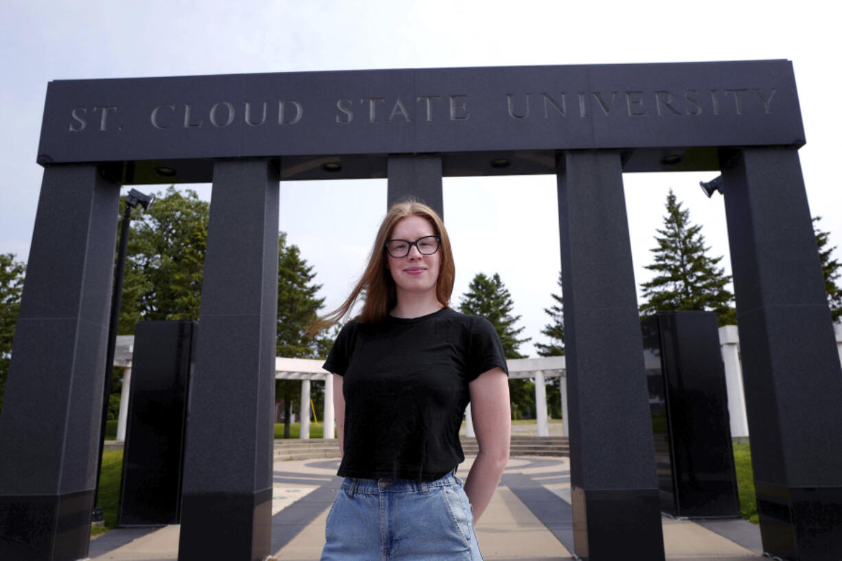 University student Christina Westman poses at St. Cloud State University, Tuesday, July 30, 2024, in St. Cloud, Minn.