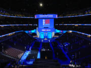 Work continues inside the United Center in preparation for next week&rsquo;s 2024 Democratic National Convention in Chicago on Friday, Aug.