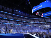 Democratic presidential nominee Vice President Kamala Harris arrives to speak on the final day of the Democratic National Convention, Thursday, Aug. 22, 2024, in Chicago.