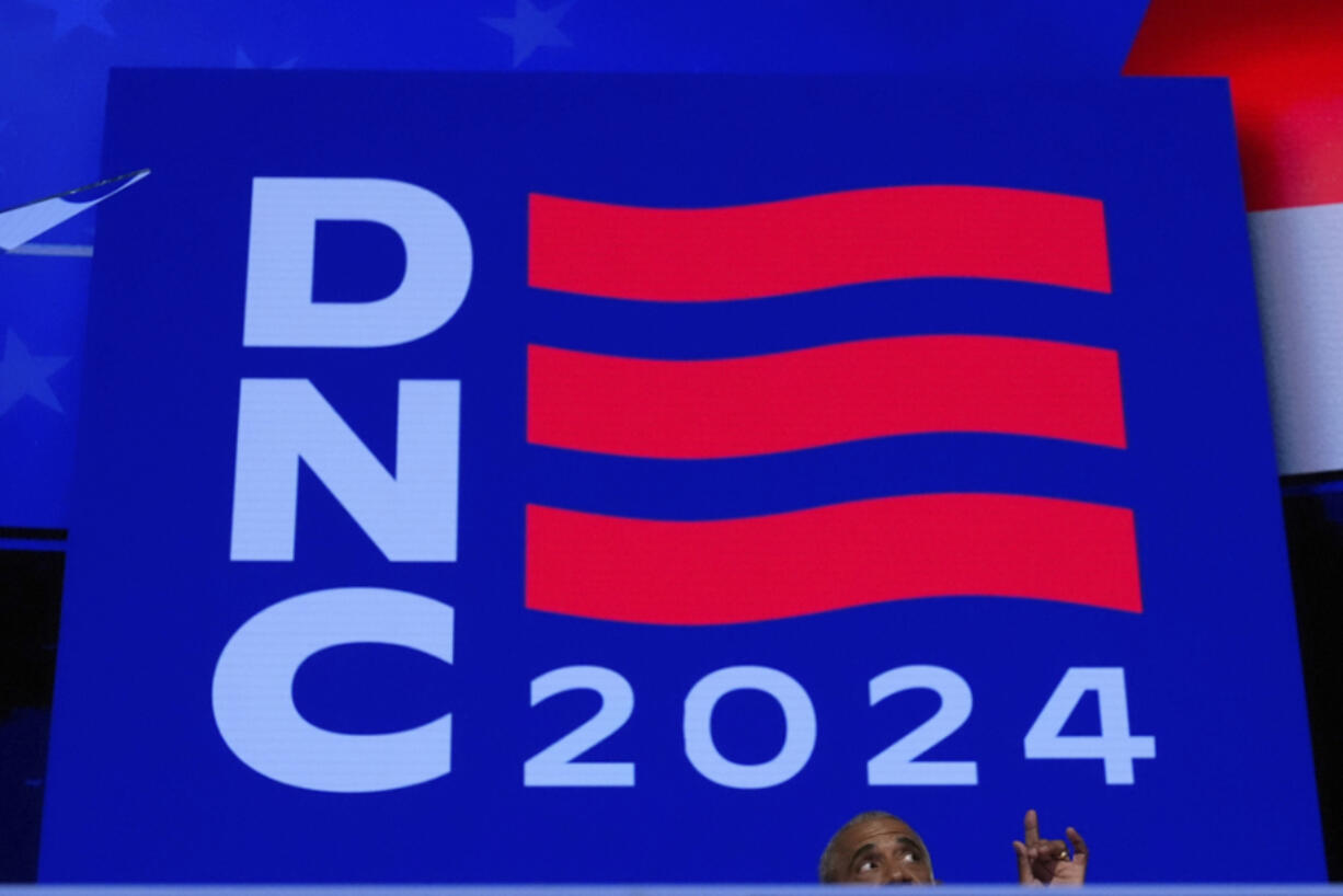 Former President Barack Obama speaks during the Democratic National Convention Tuesday, Aug. 20, 2024, in Chicago.