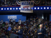 Democratic presidential nominee Vice President Kamala Harris and her running mate Minnesota Gov. Tim Walz appear at a campaign rally in Philadelphia, Tuesday, Aug. 6, 2024.