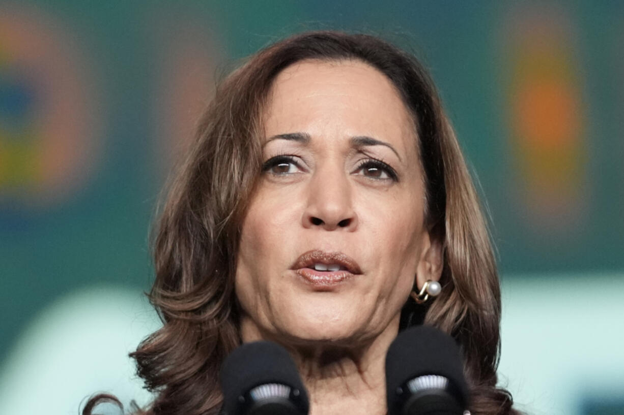 Vice President Kamala Harris delivers remarks at a Sigma Gamma Rho Sorority gathering in Houston, Wednesday, July 31, 2024, in Houston.