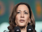 Vice President Kamala Harris delivers remarks at a Sigma Gamma Rho Sorority gathering in Houston, Wednesday, July 31, 2024, in Houston.