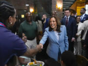 Vice President Kamala Harris visits Paschal&rsquo;s, a historic Black-owned restaurant, Tuesday, July 30, 2024 in Atlanta.(AP Photo/John Bazemore)