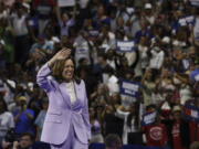 Vice President Kamala Harris and Governor Tim Waltz host a campaign rally at University of Las Vegas Thomas and Mack Center in Las Vegas, on Saturday, August 10, 2024. (Yalonda M.