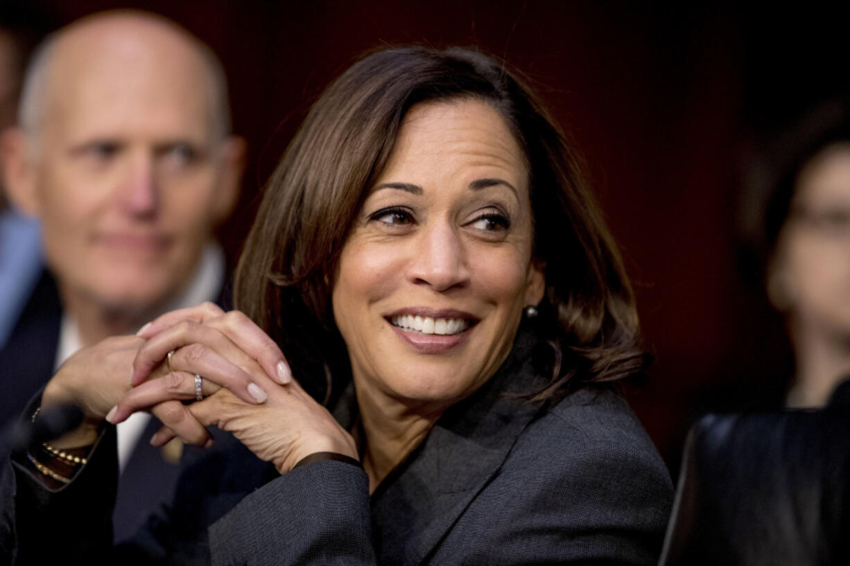 FILE - Democratic presidential candidate Sen. Kamala Harris, D-Calif., appears for a Senate Homeland Security Committee hearing on Capitol Hill in Washington, Nov. 5, 2019. Harris, the daughter of immigrants who rose through the California political and law enforcement ranks to become the first female vice president in U.S. history, is poised to secure the Democratic Party&#039;s presidential nomination Monday, Aug. 5, 2024.