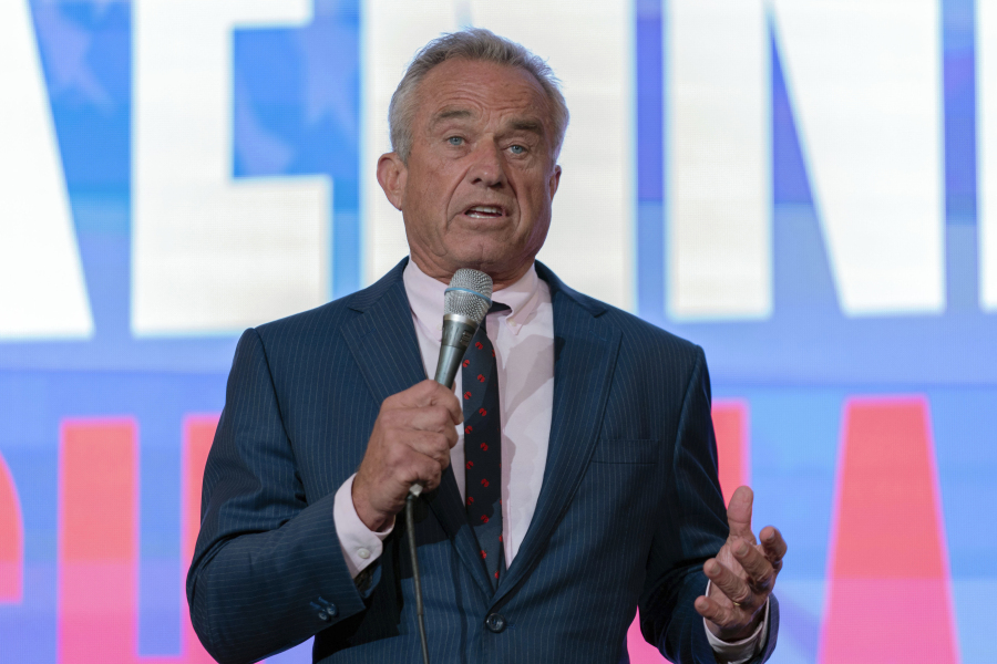 FILE - Independent presidential candidate Robert F. Kennedy Jr. speaks during the Libertarian National Convention at the Washington Hilton in Washington, May 24, 2024.