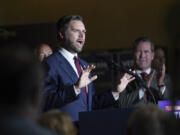 Republican vice presidential nominee Sen. JD Vance, R-Ohio, speaks at a campaign event at VFW Post 92, Thursday, Aug. 15, 2024, in New Kensington, Pa.