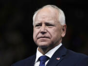 FILE - Minnesota Gov. Tim Walz, the running mate of Democratic presidential nominee Vice President Kamala Harris, is pictured at a campaign rally in Philadelphia, Aug. 6, 2024.