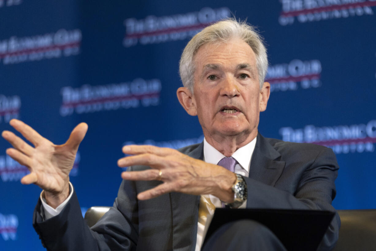 FILE - Federal Reserve Chair Jerome Powell participates in a conversation with Economic Club of Washington, DC, July 15, 2024, in Washington.