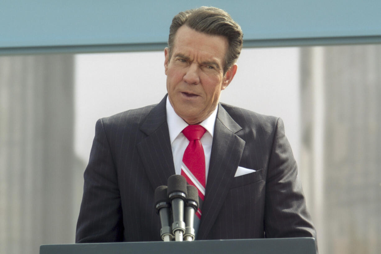 This image released by ShowBiz Direct shows Dennis Quaid in a scene from &ldquo;Reagan.&rdquo; (ShowBiz Direct via AP)