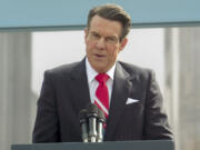 This image released by ShowBiz Direct shows Dennis Quaid in a scene from &ldquo;Reagan.&rdquo; (ShowBiz Direct via AP)