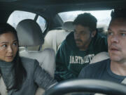 This image released by Apple TV+ shows Hong Chau, from left, Casey Affleck.