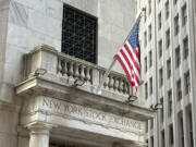 An entrance to the New York Stock Exchange is shown on Wednesday, Aug. 14, 2024, in New York.