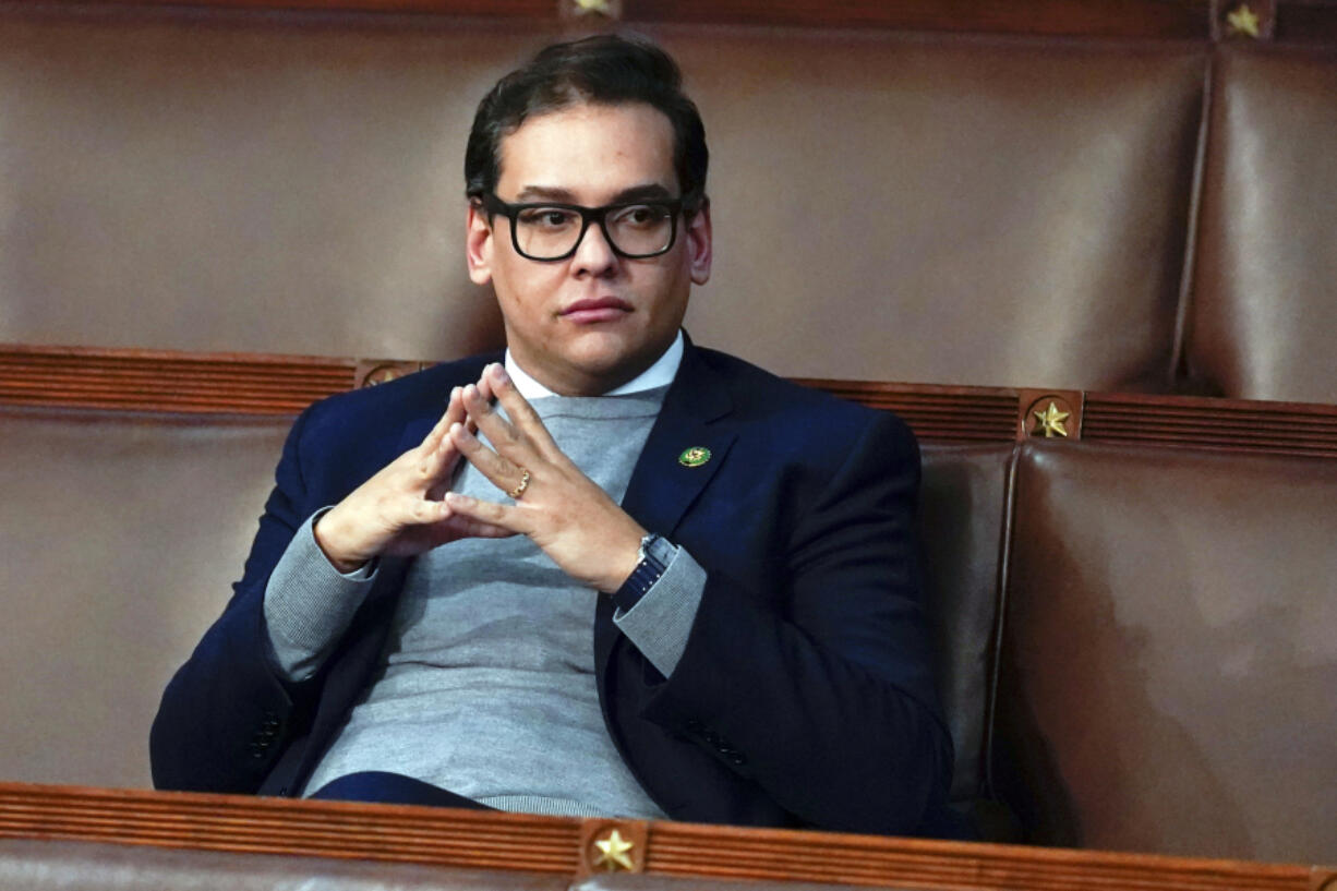 FILE - Rep. George Santos, R-N.Y., waits for the start of a session in the House chamber in Washington, Jan. 6, 2023.