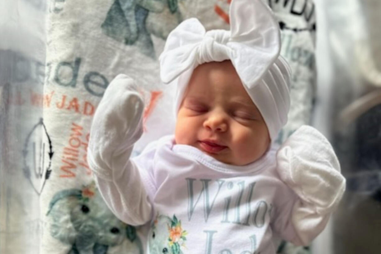 This family photo shows Willow Jade Dellaquila, a day after she was born in October 2023, in La Grange, Ky. Willow Jade died at the age of 13-days-old in November 2023, after contracting a Cronobacter sakazakii infection traced to a can of Similac Total Comfort powdered infant formula.