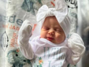 This family photo shows Willow Jade Dellaquila, a day after she was born in October 2023, in La Grange, Ky. Willow Jade died at the age of 13-days-old in November 2023, after contracting a Cronobacter sakazakii infection traced to a can of Similac Total Comfort powdered infant formula.