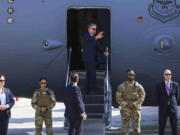 U.S. Secretary of State Antony Blinken gestures as he departs for Egypt, in Tel Aviv, Israel, Aug. 20, 2024.